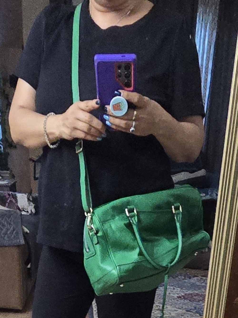 Green Leather Satchel Handbag - Unbranded - Picture 11 of 16